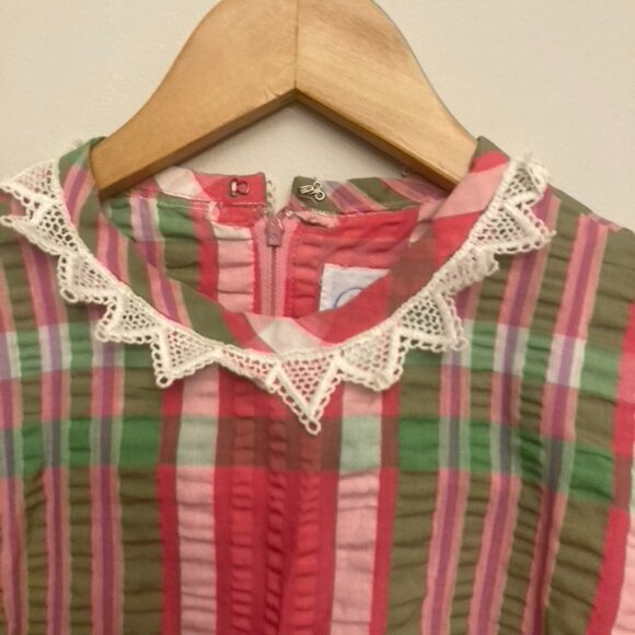 Vintage Seersucker Dress with Trim - Picture 5 of 8